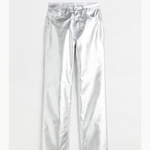 H&M 90s Straight Pants in Silver